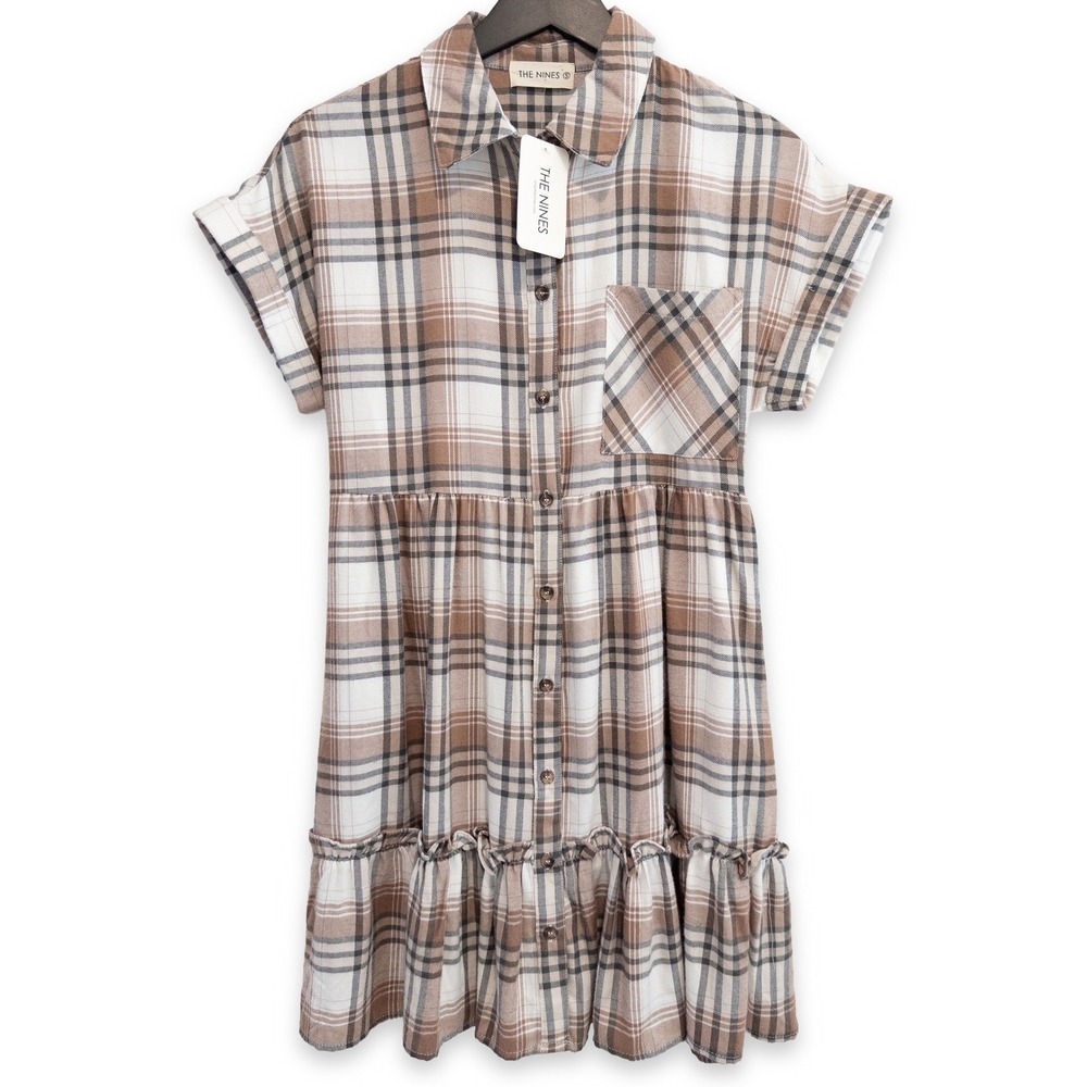The Nines Plaid Babydoll Dress Women S Cottagecore Western Flannel Grunge NWT
